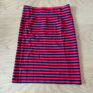Madewell Red and Black Striped Pencil Skirt